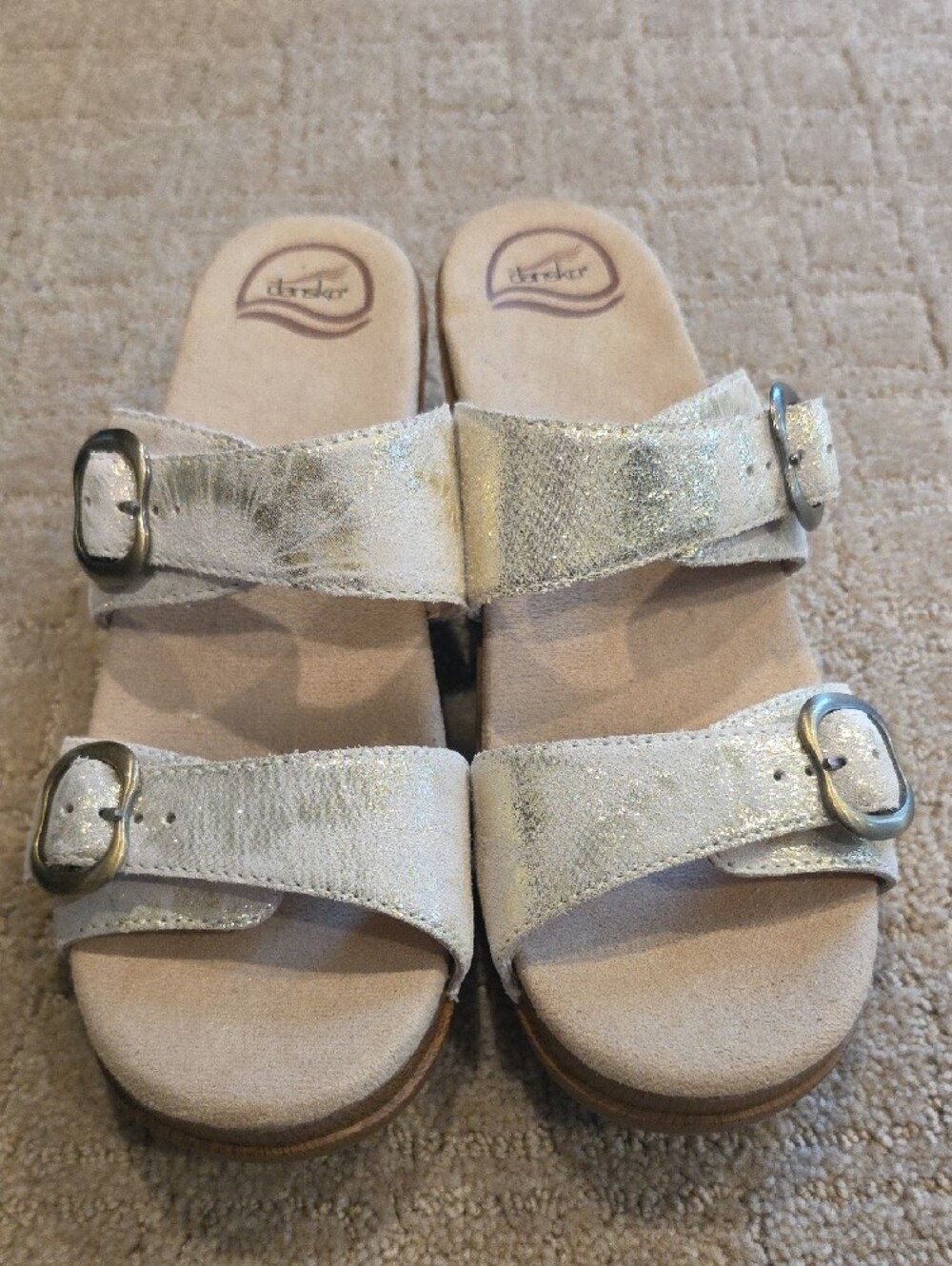 Dansko Sophie White Leather Double-Buckle Clog Mule Size 10.5 Or Euro 41 Leather - Picture 8 of 8